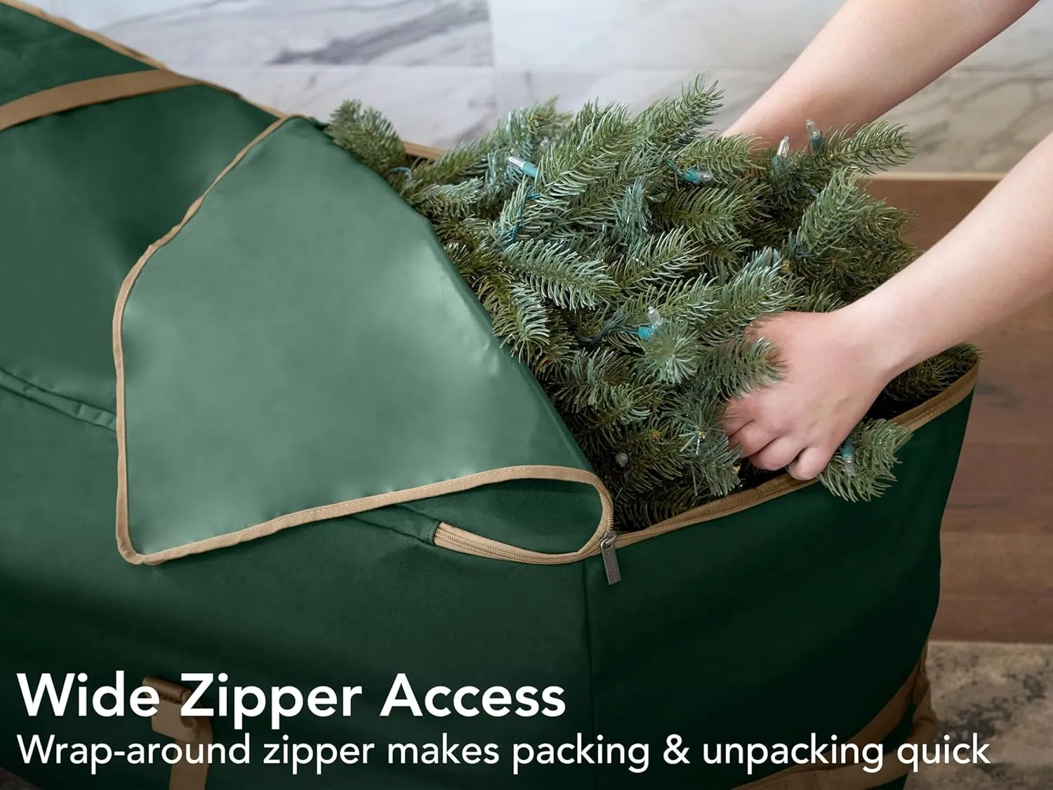 Covermates Keepsakes Christmas Tree Cinch Bag - Superior Protection, Cinch Straps, Fits Up to 9 to 11-Foot Tree - Holiday Storage, Green