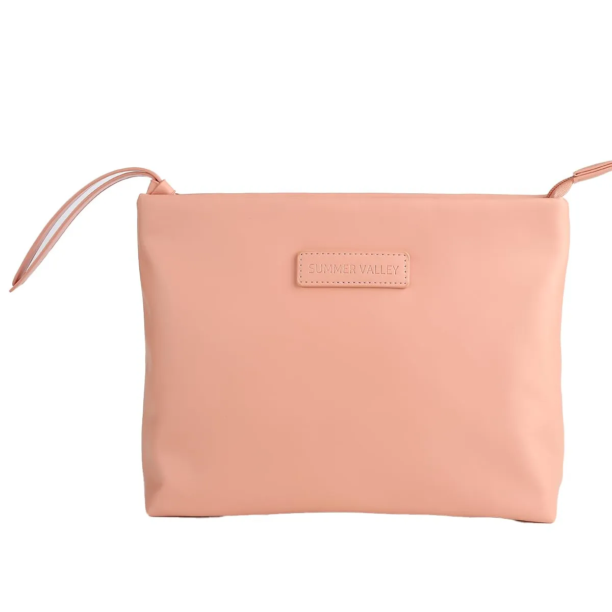 Creamy Puffer Large Capacity Travel Cosmetic Bag for Women Skincare Care with Compartments White Makeup Bag (Pink)