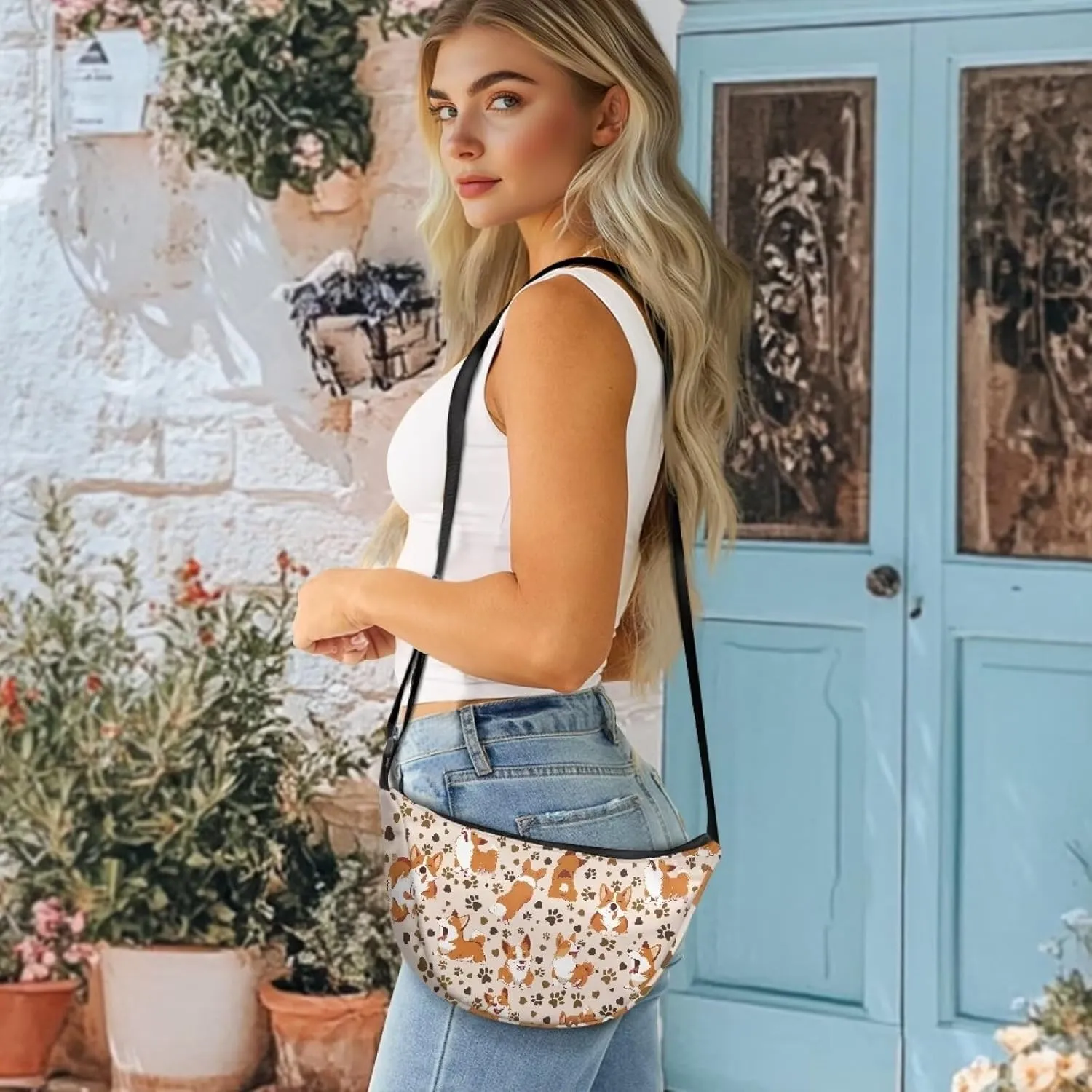 Crescent Shoulder Bags with Inside Pockets for Ladies Men Daily Use