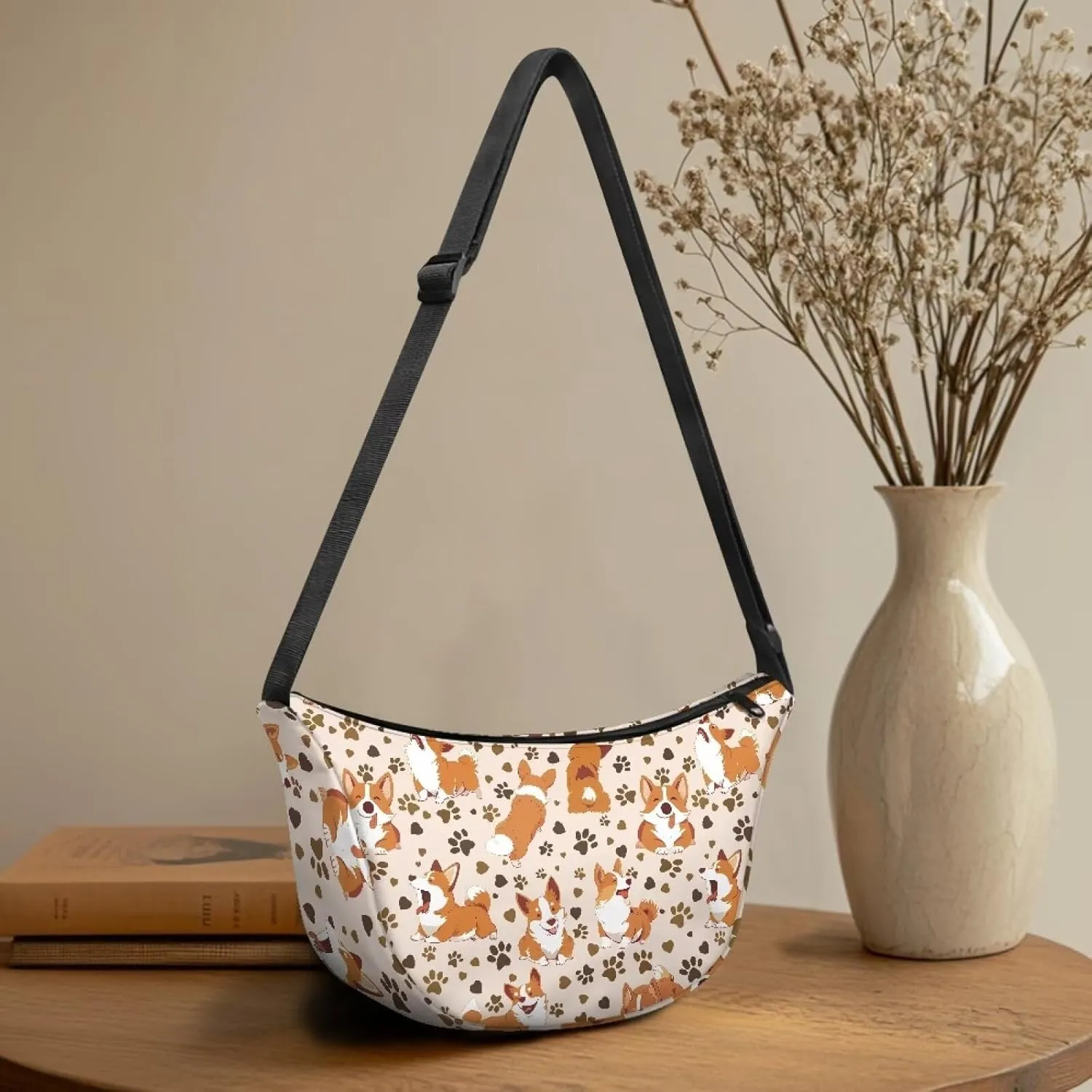 Crescent Shoulder Bags with Inside Pockets for Ladies Men Daily Use