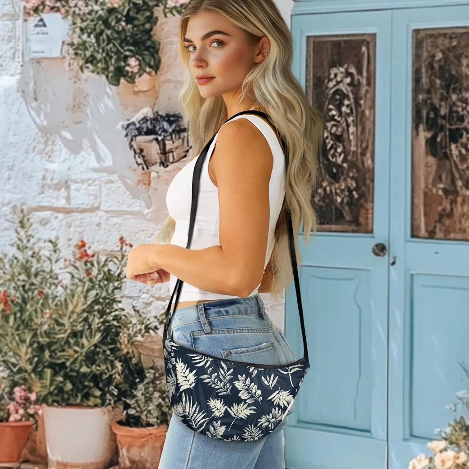 Crescent Shoulder Bags with Inside Pockets for Ladies Men Daily Use