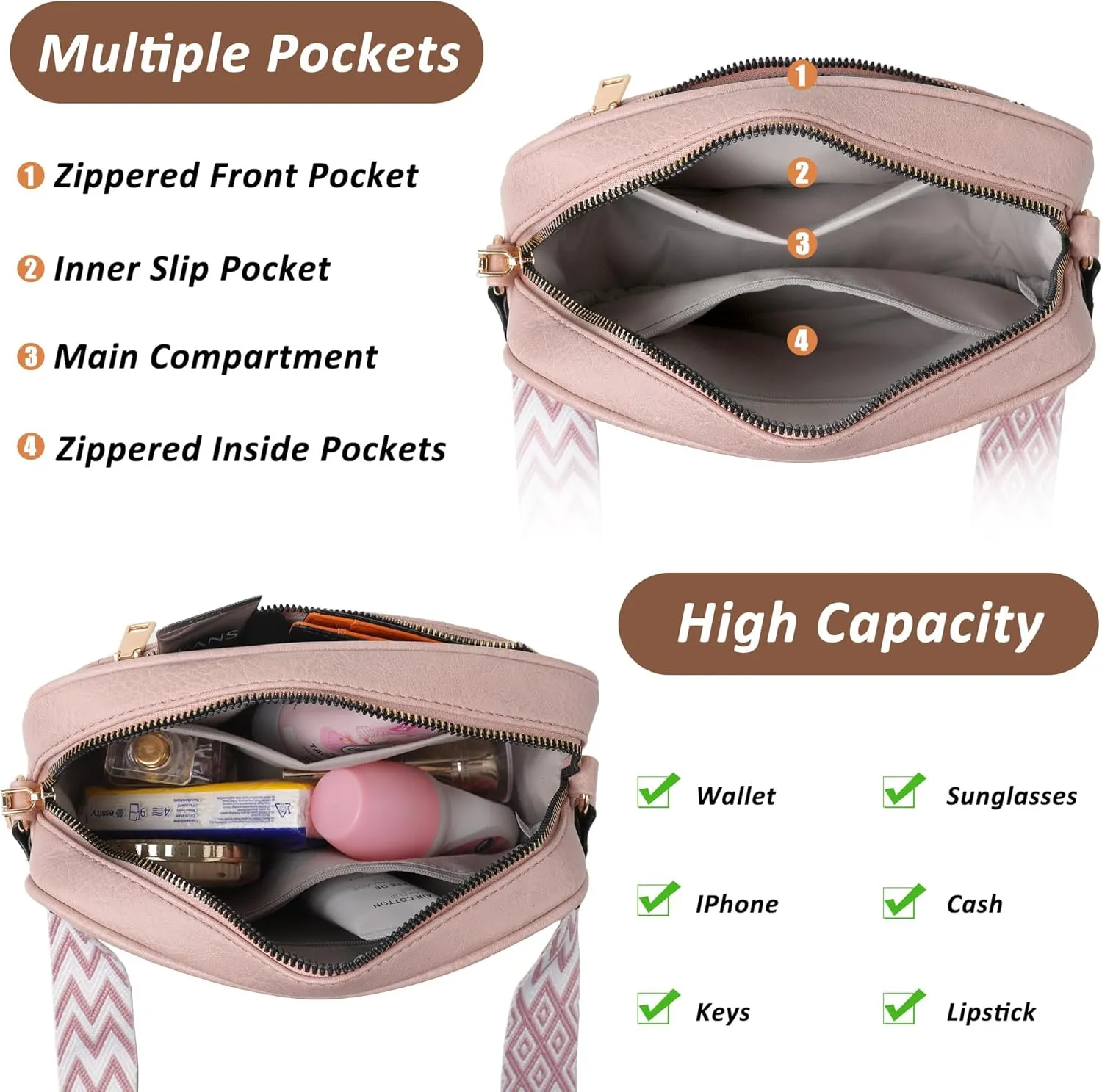 Crossbody Bags for Women Elegant Purse with Adjustable Wide Shoulder Bag for Daily Travel
