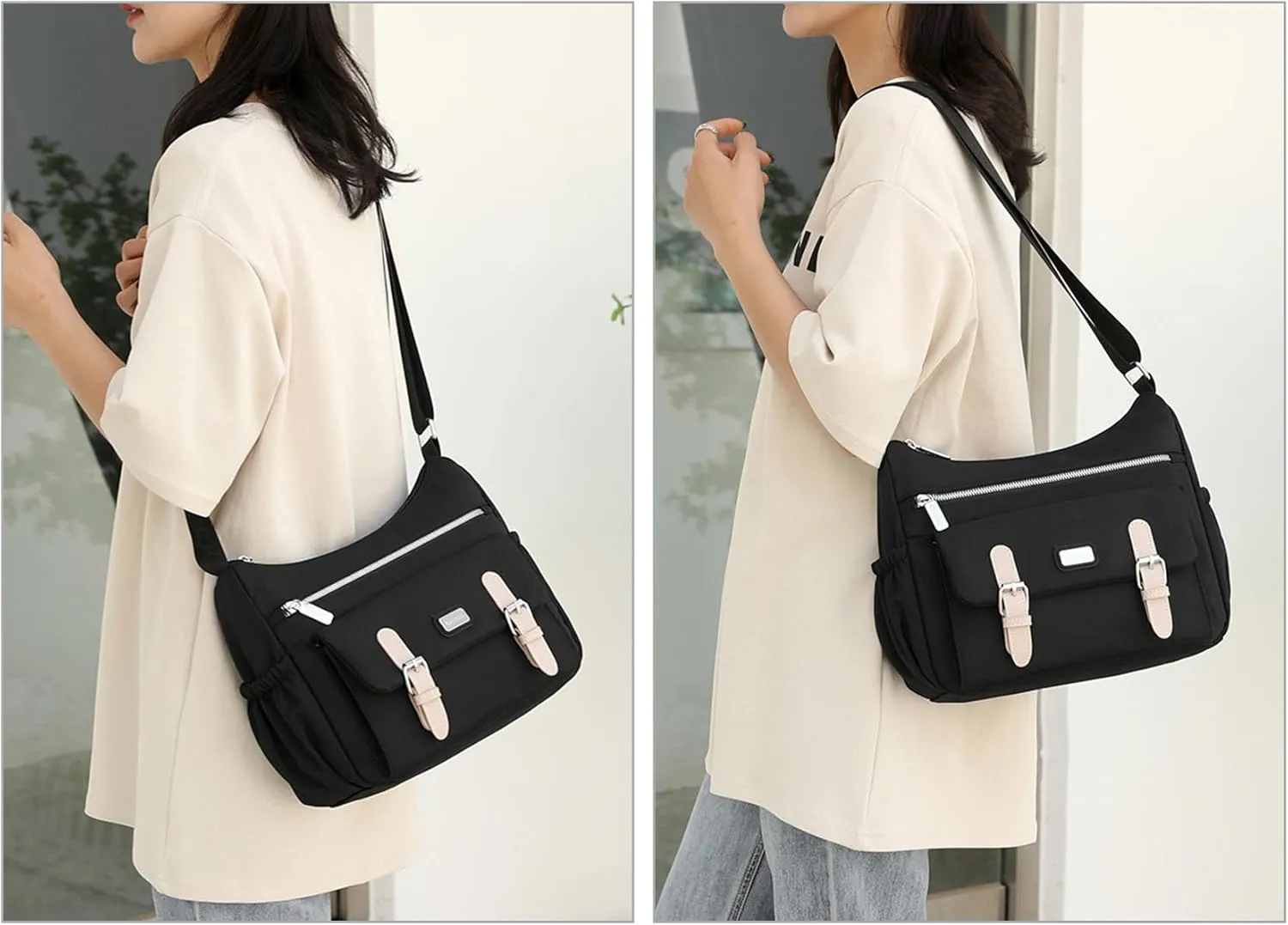 Crossbody Bags for Women Lightweight Shoulder Handbags Waterproof Nylon Purse with Pockets Messenger Bags (Purple)