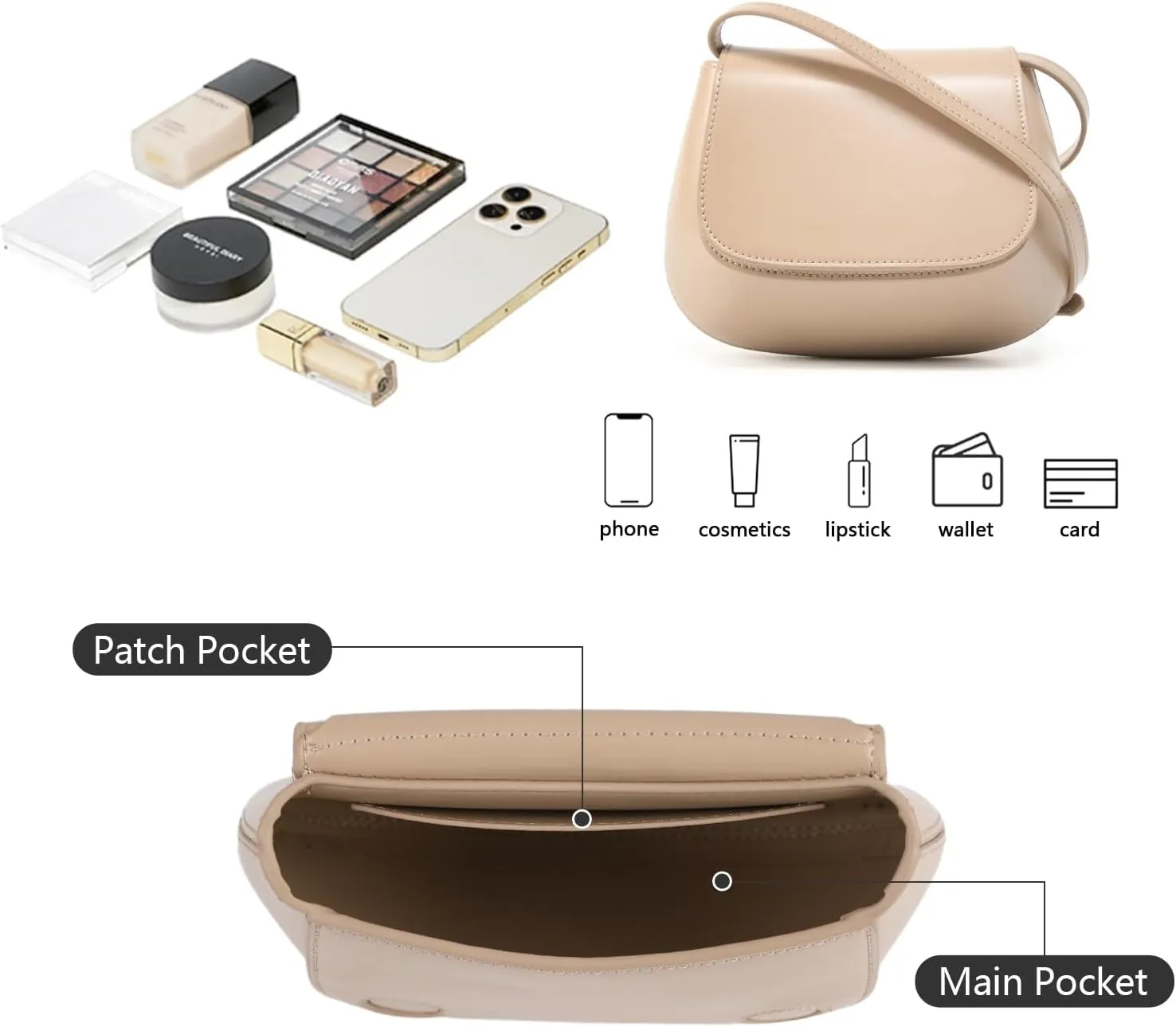 Crossbody Bags for Women Trendy Shoulder Purse Genuine Leather Bag with Adjustable Strap
