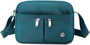 Crossbody Bags for Women Waterproof Shoulder Bags Casual Nylon Purse Handbag Multi Pocket Lightweight Travel Purse (Red)