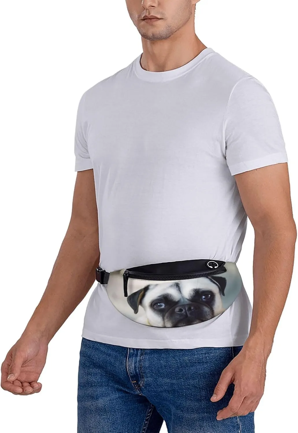 Cry Pug Bum Bag Waist Fanny Pack - Large Fashion Bumbag For Women Men, Secure Zip Pockets Adjustable Waist Bags For Travel Party Sports Running Hiking Daily Use
