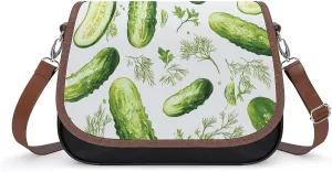 Cucumbers Pickles Cute Crossbody Purses for Women Leather Shoulder Bag Adjustable Shoulder Strap Handbag