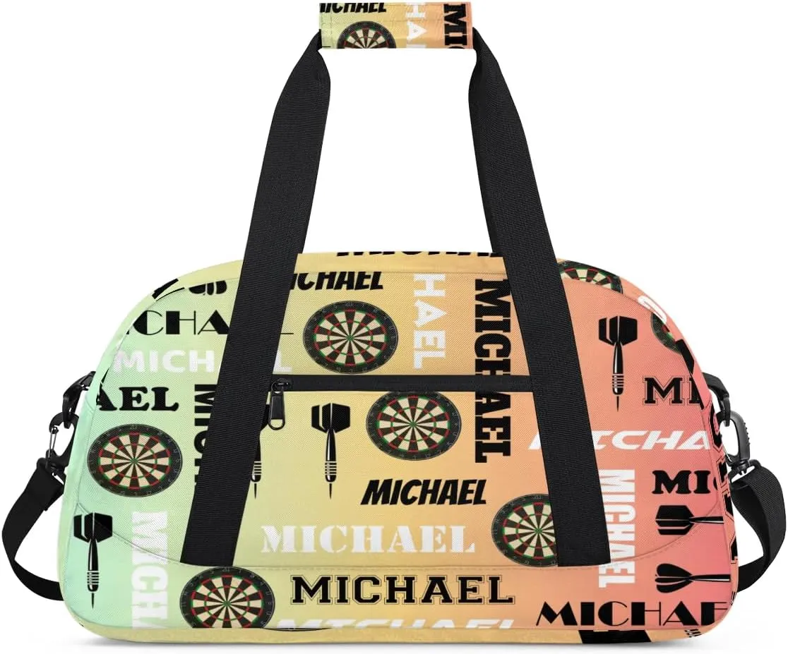 Custom Darts Gym Duffel Bag with Name, Personalized Name Sport Bag Overnight Bags Customized Travel Weekender Bag for Women Men, Colorful