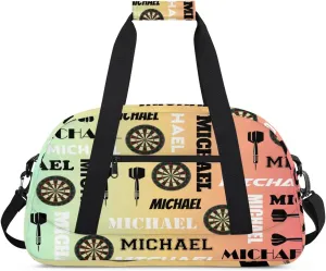 Custom Darts Gym Duffel Bag with Name, Personalized Name Sport Bag Overnight Bags Customized Travel Weekender Bag for Women Men, Colorful