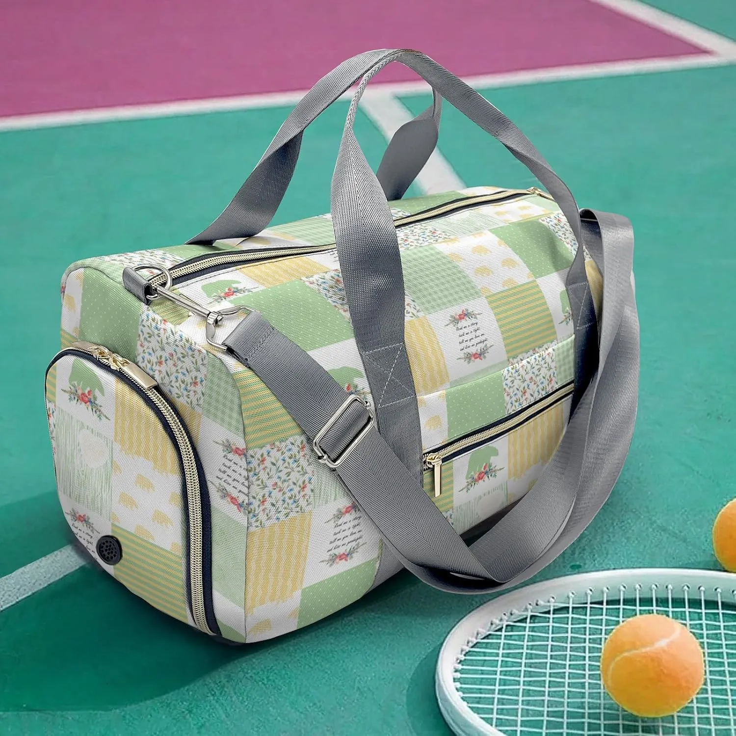 Custom Duffel Bag Wild One Bear Pink Green Compact and Convenient: Fitness Bags for the Modern Traveler