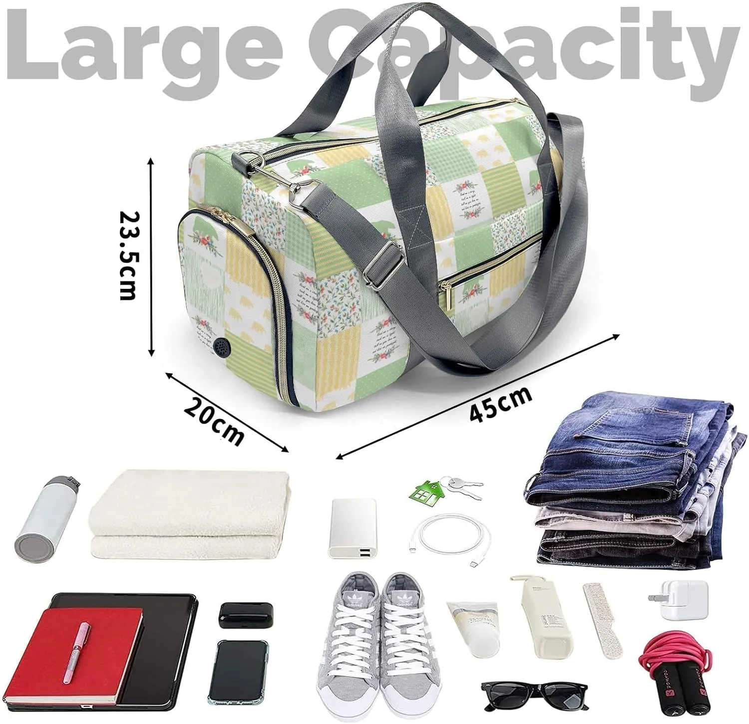 Custom Duffel Bag Wild One Bear Pink Green Compact and Convenient: Fitness Bags for the Modern Traveler
