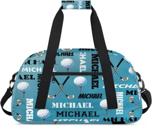 Custom Golf Gym Bag Duffel Bag for Women Men, Personalized Name Sport Bag Overnight Bags Customized Travel Weekender Bag, Dark Blue