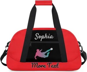 Custom Name Sports Bag, Personalized Balls Gym Duffel Bags, Lightweight Travel Overnight Weekender Bag Custom Gifts, Red