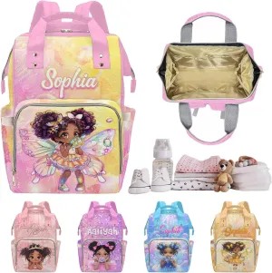 Customized Large Capacity Diaper Bags, Custom Cute Bubble-Blowing Girl Diaper Bags for Women Personalized Mommy Nursing Bags Casual Backpack for Women