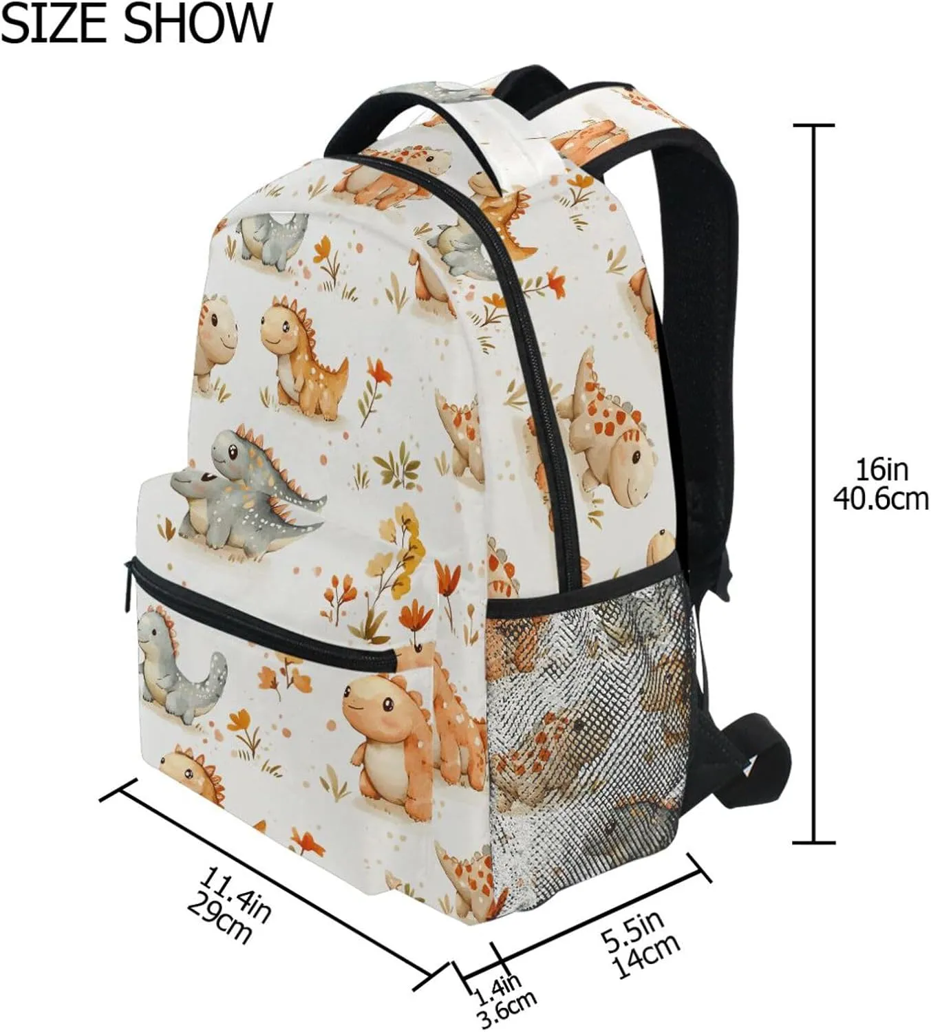 Cute Backpack for Women Men Waterproof Personal Backpack with Chest Strap for College Work Cute Dinosaur Ankylosaurus Terracotta