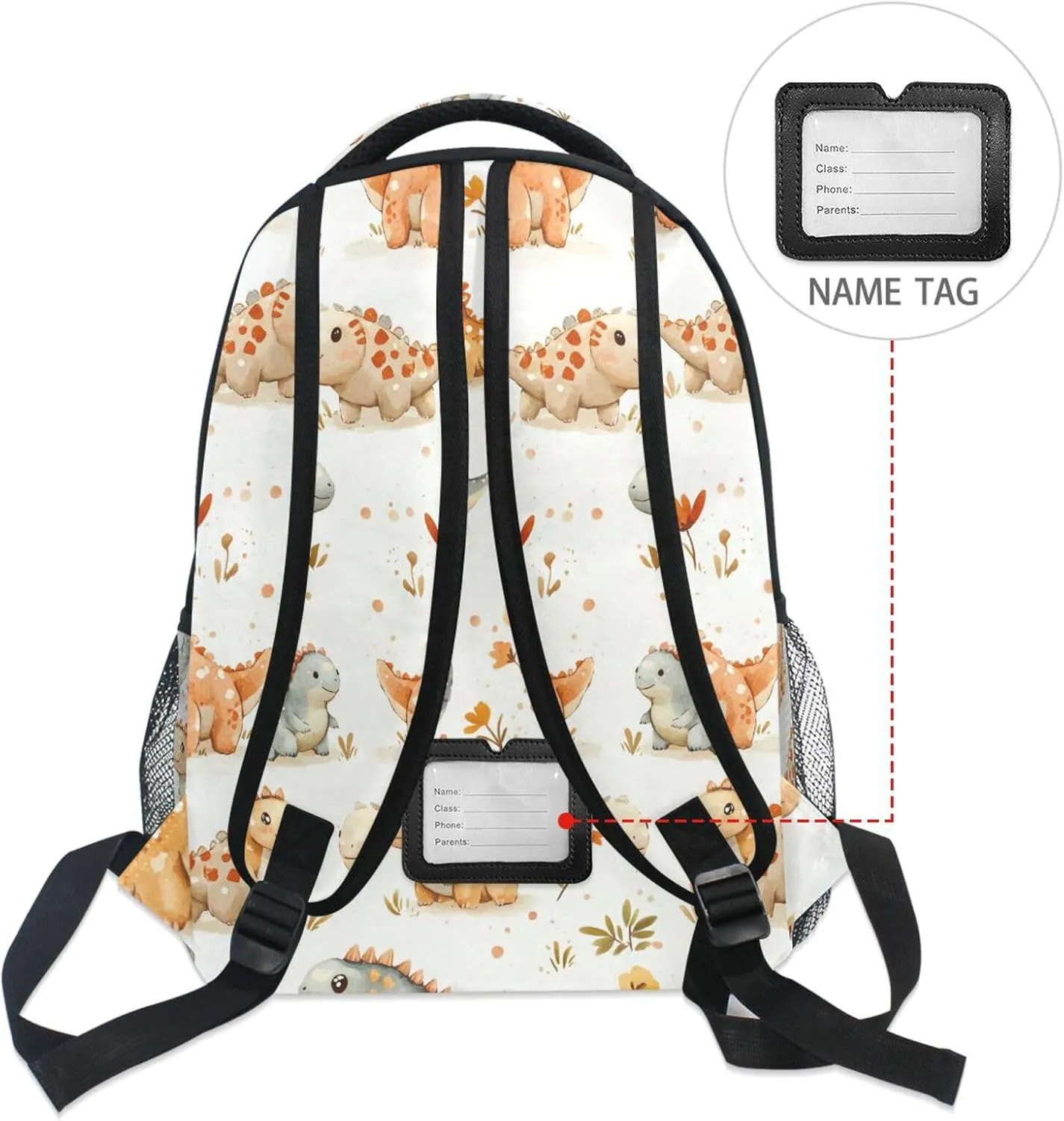 Cute Backpack for Women Men Waterproof Personal Backpack with Chest Strap for College Work Cute Dinosaur Ankylosaurus Terracotta