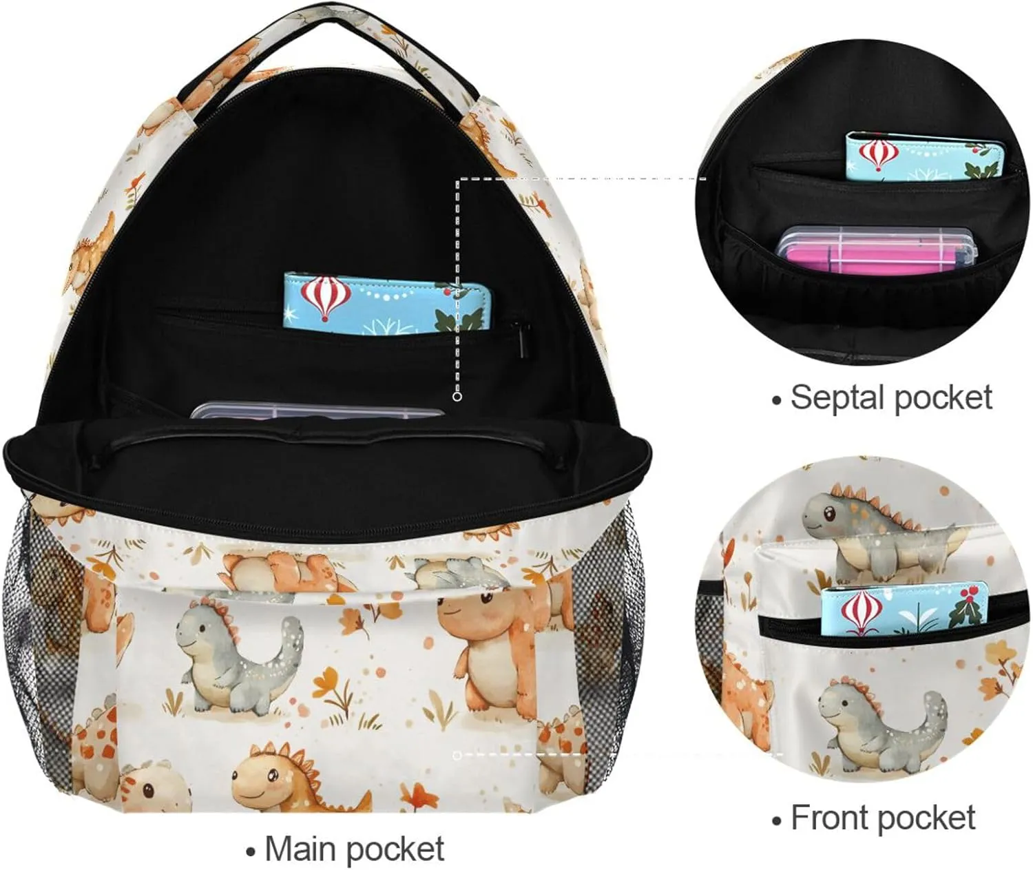 Cute Backpack for Women Men Waterproof Personal Backpack with Chest Strap for College Work Cute Dinosaur Ankylosaurus Terracotta