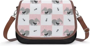 Cute Cartoon Anteater Cute Crossbody Purses for Women Leather Shoulder Bag Adjustable Shoulder Strap Handbag