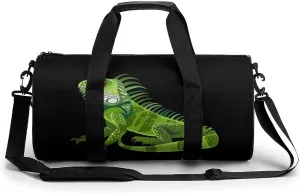 Cute Green Iguana Novelty Large Duffel Bag Lightweight Gym Bag Travel Tote Bags