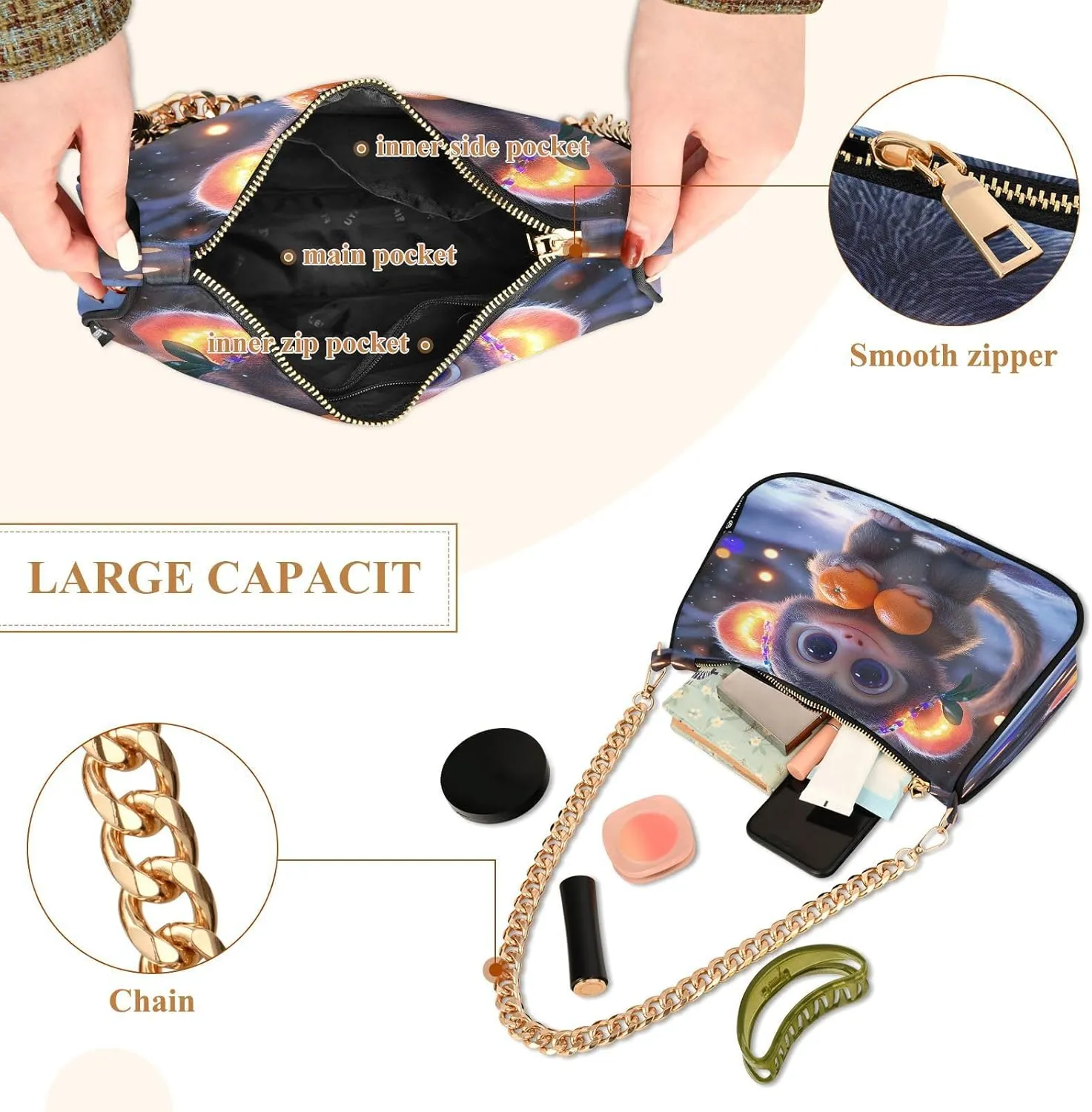 Cute Monkey Womens Purse, Womens Shoulder Bags Crossbody