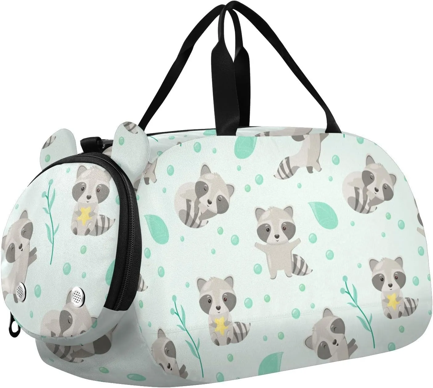 Cute Raccoons Funny Animals Duffel Bags for Boys Small Gym Bags for Teens Dance Bag for Girls