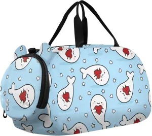 Cute Seal Hearts Pattern Duffel Bags for Boys Small Gym Bags for Teens Dance Bag for Girls