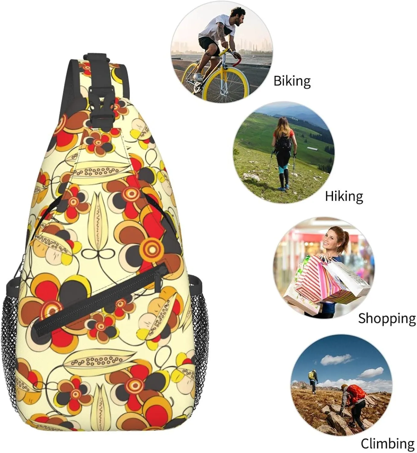 daisy Flowers Chest Bags Crossbody Sling Bag Shoulder Bag Travel Hiking Daypack For Men Women