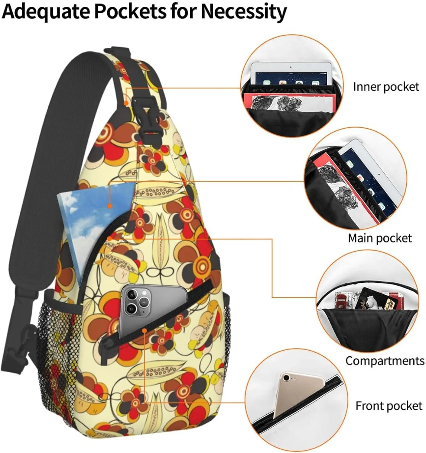 daisy Flowers Chest Bags Crossbody Sling Bag Shoulder Bag Travel Hiking Daypack For Men Women