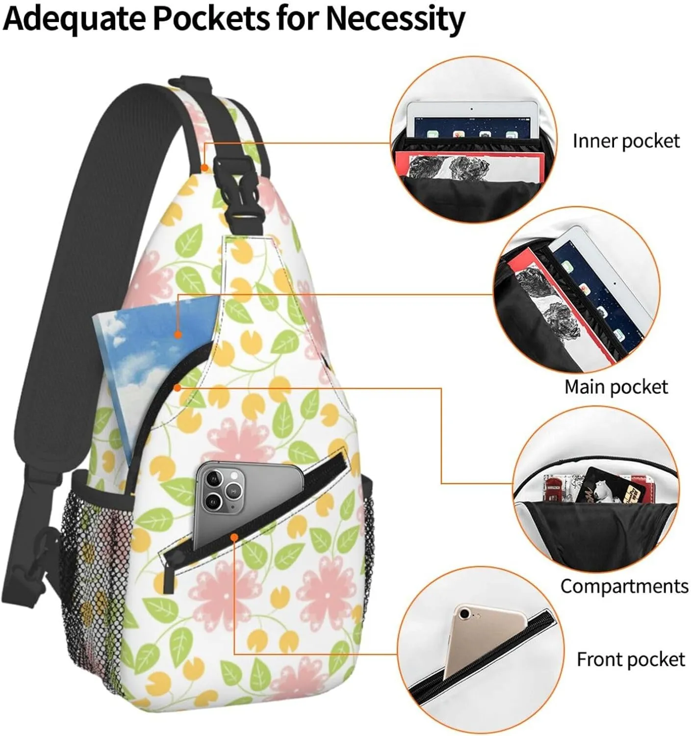 daisy Flowers Chest Bags Crossbody Sling Bag Shoulder Bag Travel Hiking Daypack For Men Women