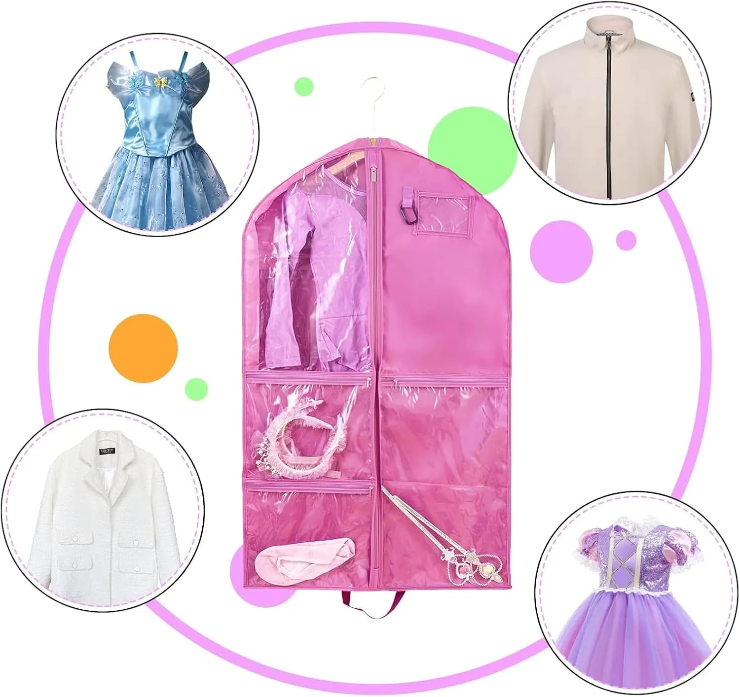 Dance Costume Garment Bag for Dancers with Backpack Storage Bag,40 inch Kids Garment Bag for Dance Competitions with Pockets for Dance Costumes,Cheer Uniform Garment Bags for Hanging Clothes Travel