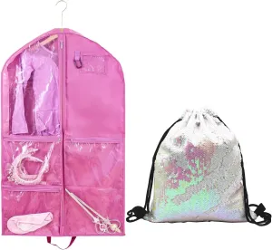 Dance Costume Garment Bag for Dancers with Backpack Storage Bag,40 inch Kids Garment Bag for Dance Competitions with Pockets for Dance Costumes,Cheer Uniform Garment Bags for Hanging Clothes Travel