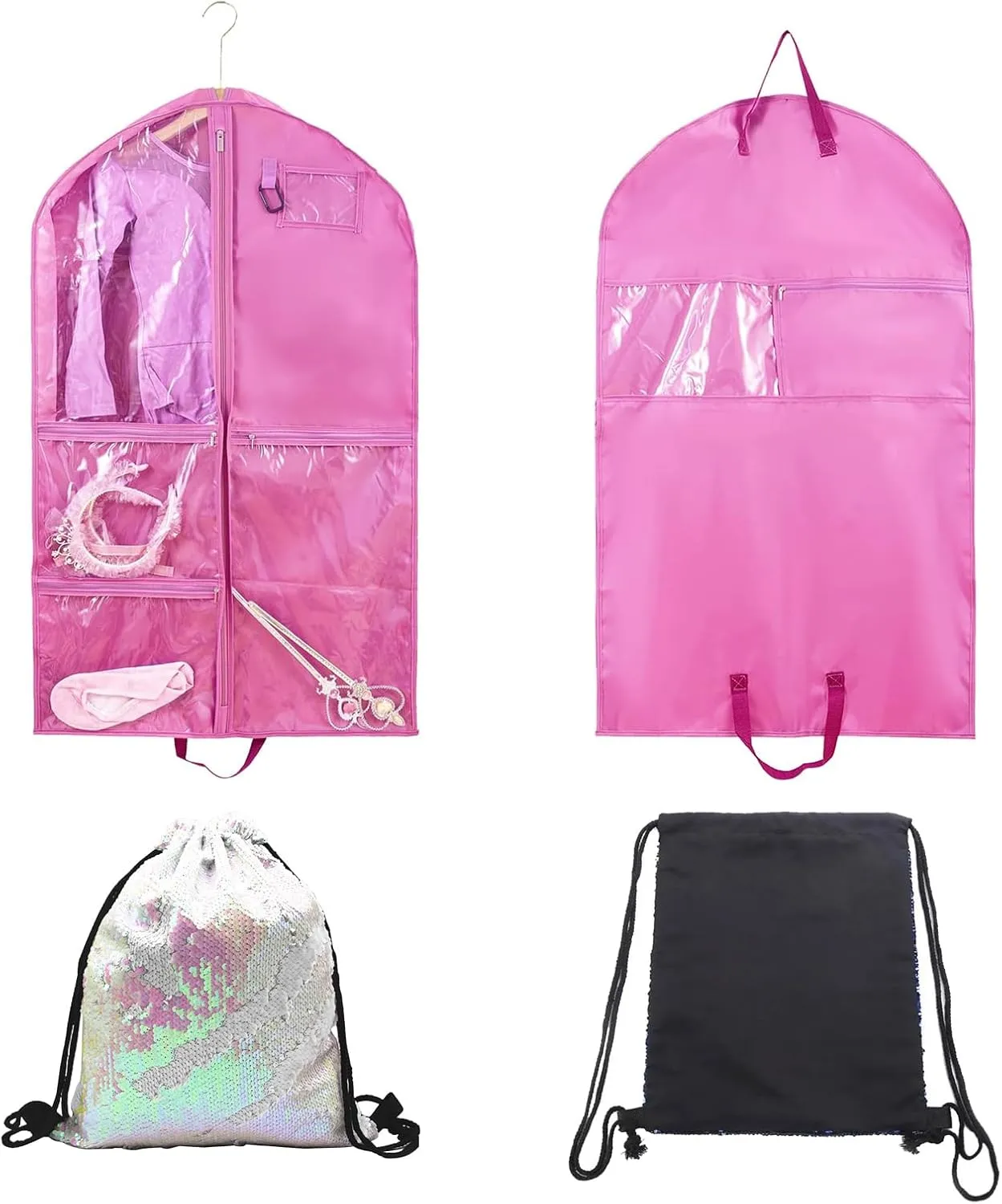 Dance Costume Garment Bag for Dancers with Backpack Storage Bag,40 inch Kids Garment Bag for Dance Competitions with Pockets for Dance Costumes,Cheer Uniform Garment Bags for Hanging Clothes Travel
