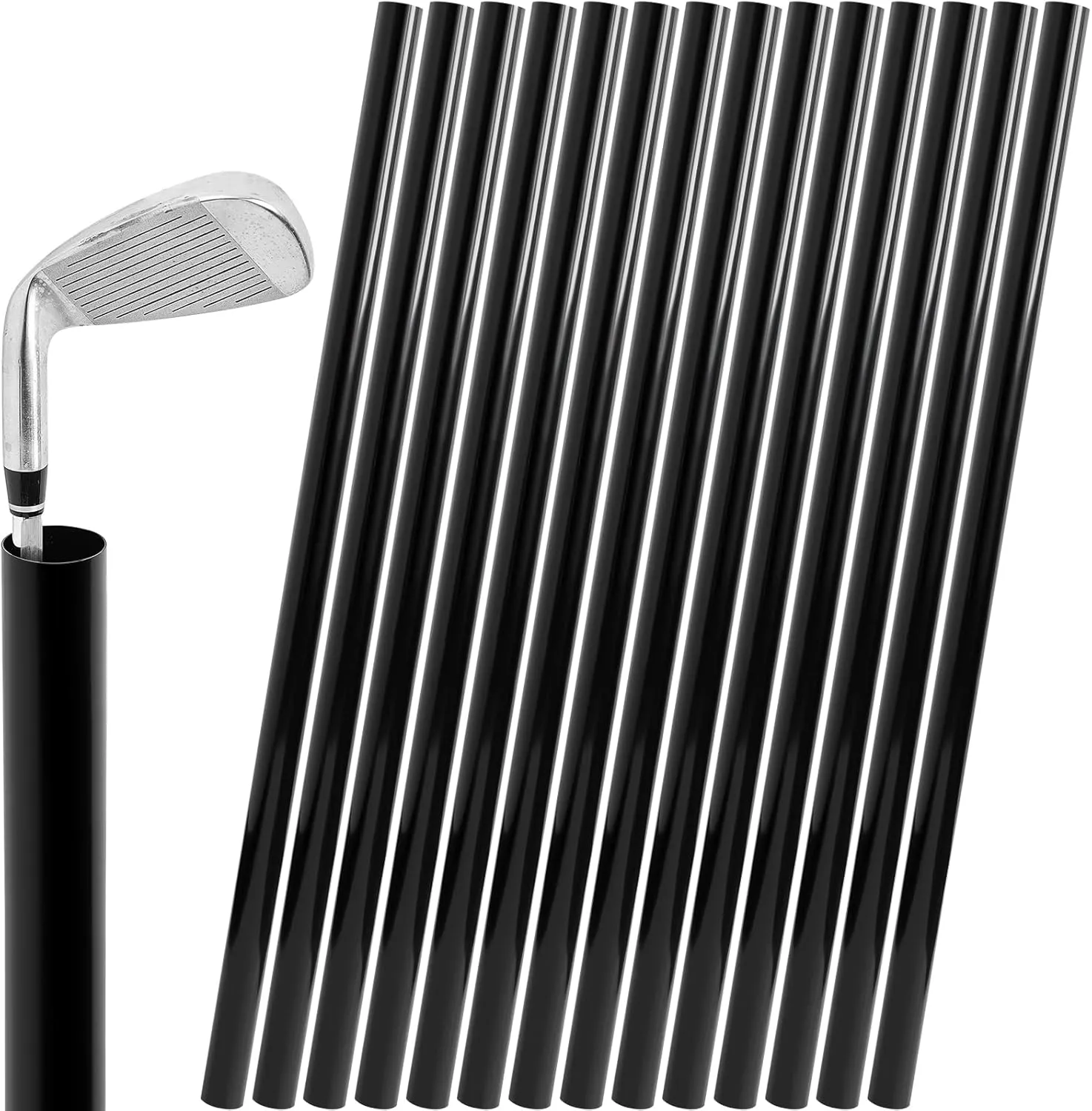 Deekin Set of 14 1.25 Inch Golf Bag Tubes Club Holder Golf Bag Organizer, Black Plastic Tube Dividers Separators Inserts for Men Women Travel Accessories Gifts, Keeps Clubs Organized