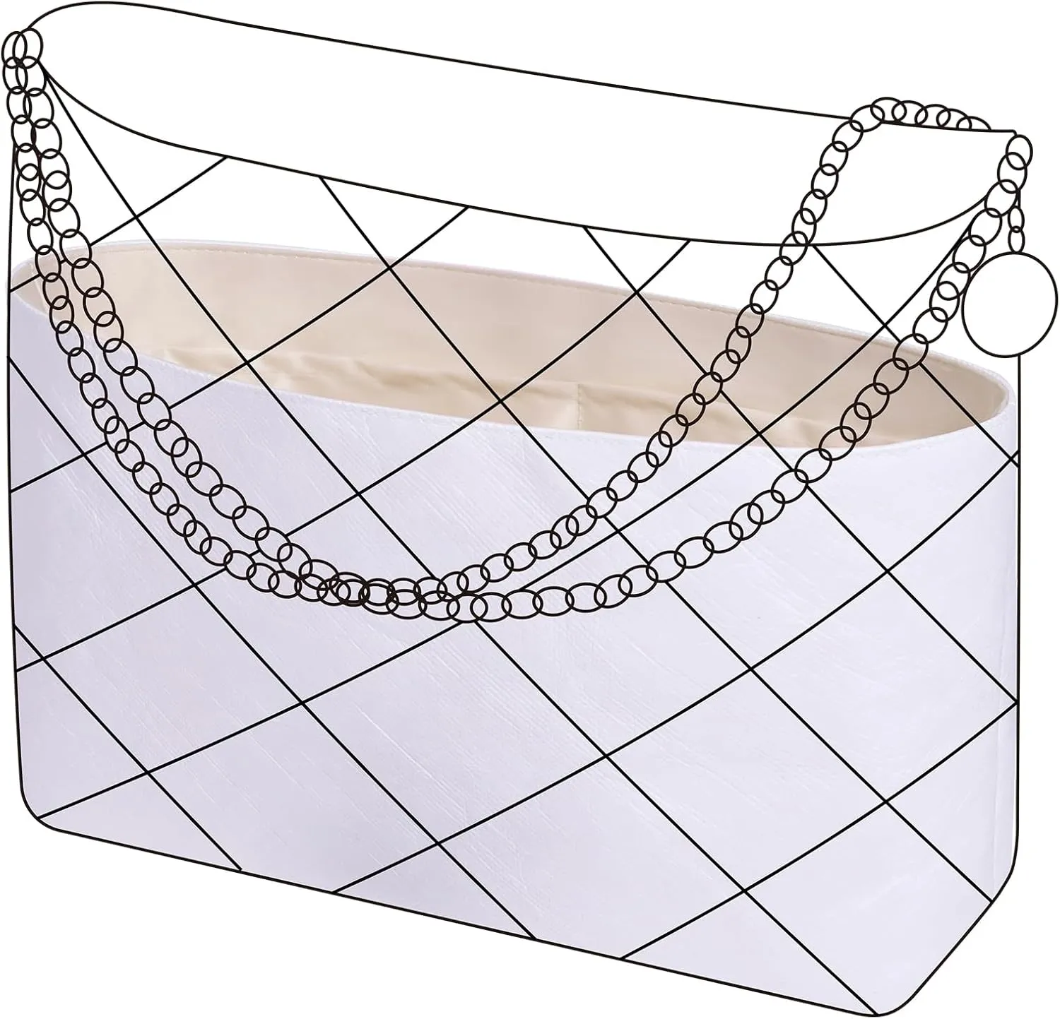 DGAZ Lightweight Purse Organizer Insert for Chanel 22 Bag,Silk and Dupontpaper handbag inner for Luxury Bags(Craie,S)