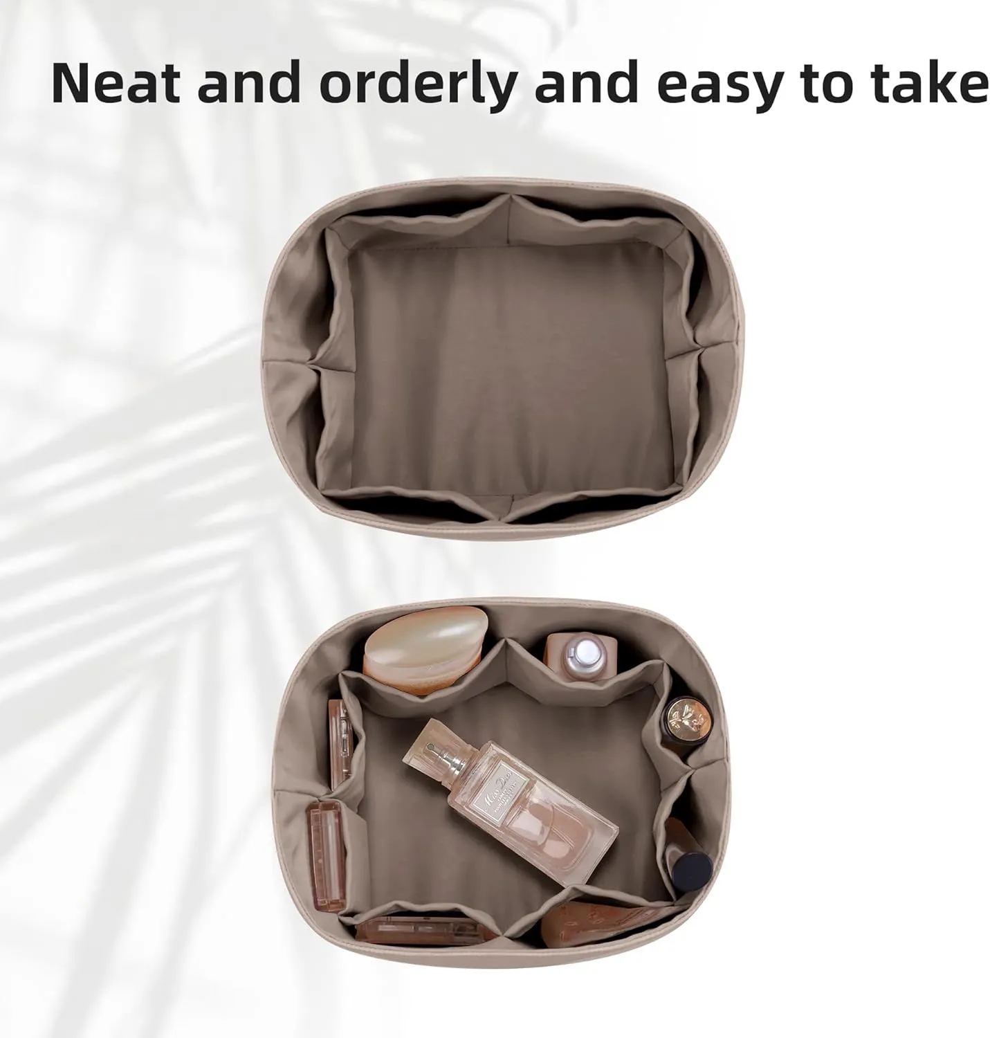 DGAZ Lightweight Purse Organizer Insert for Hermes Picotin Bag,Silk and Dupontpaper handbag inner for Luxury Bags(Etoupe grey,PC18)