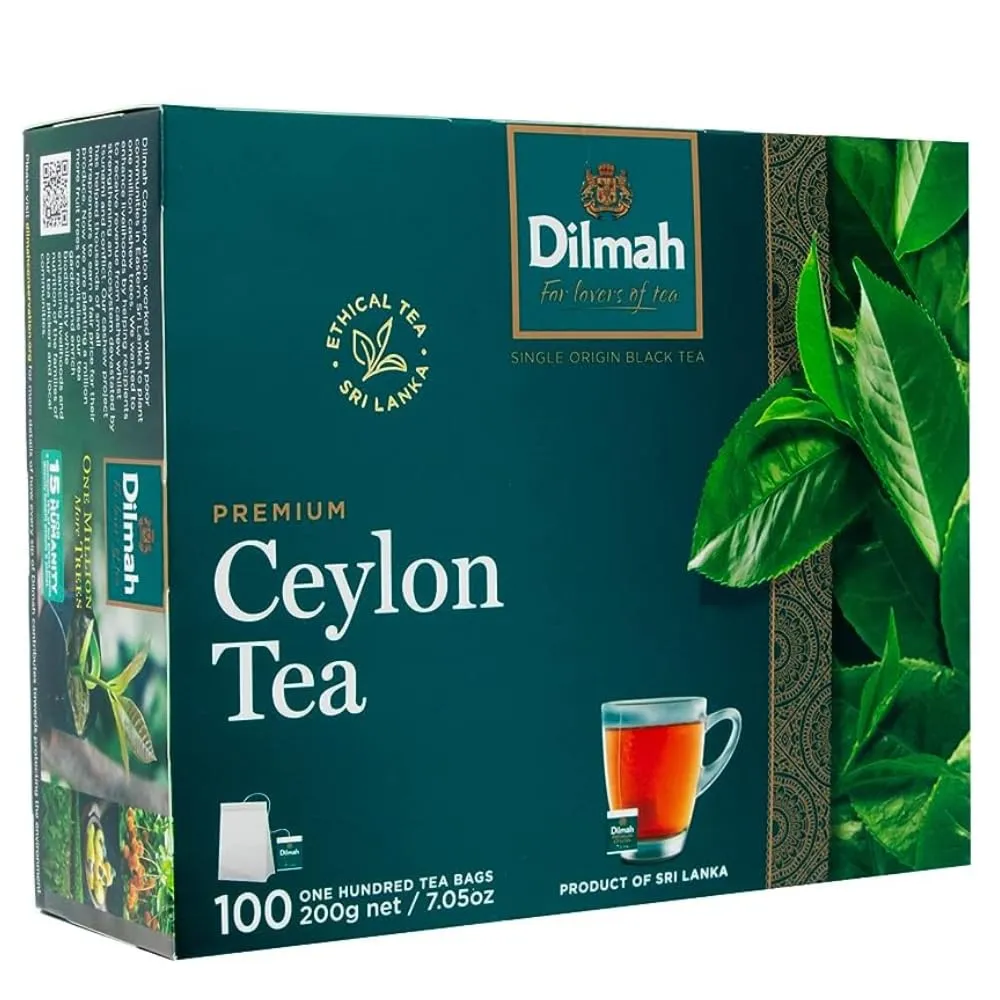 Dilmah Premium Ceylon Black Tea - 100 Tea Bags (Single Pack)-Strong, Robust, and Aromatic for everyday drinking-Unblended Single origin teas packed at the source.