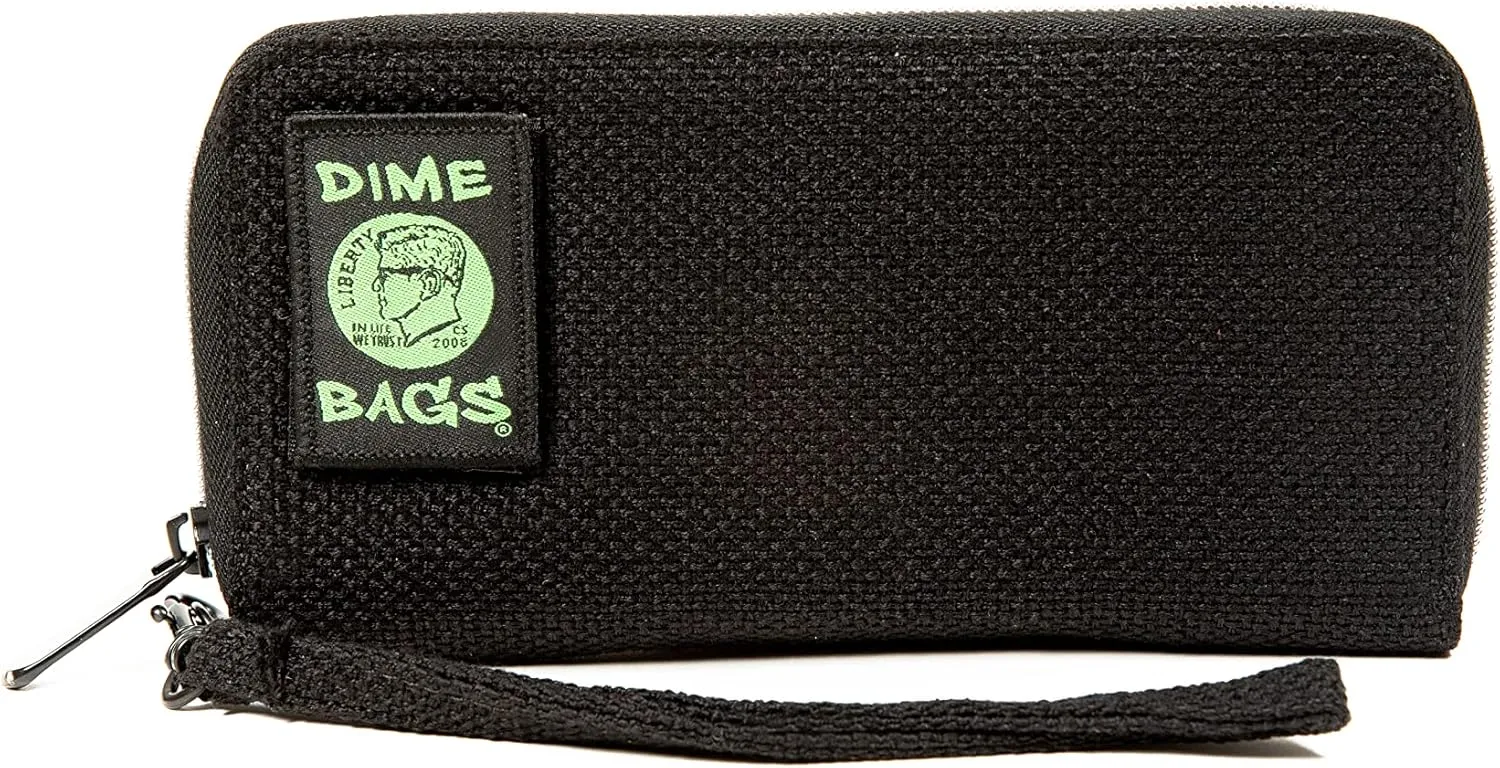 DIME BAGS Wristlet Wallet - RFID-Blocking Carrying Case with Secure Zipper and Wristlet Loop (Black)