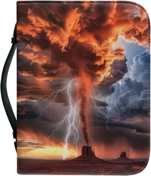 Disaster Tornado Bible Cover for Men Women, Portable Bible Study Bags Church Tote Bags with Handle, Durable Zipper Pockets Bible Book Holder, Birthday Gifts for Friends