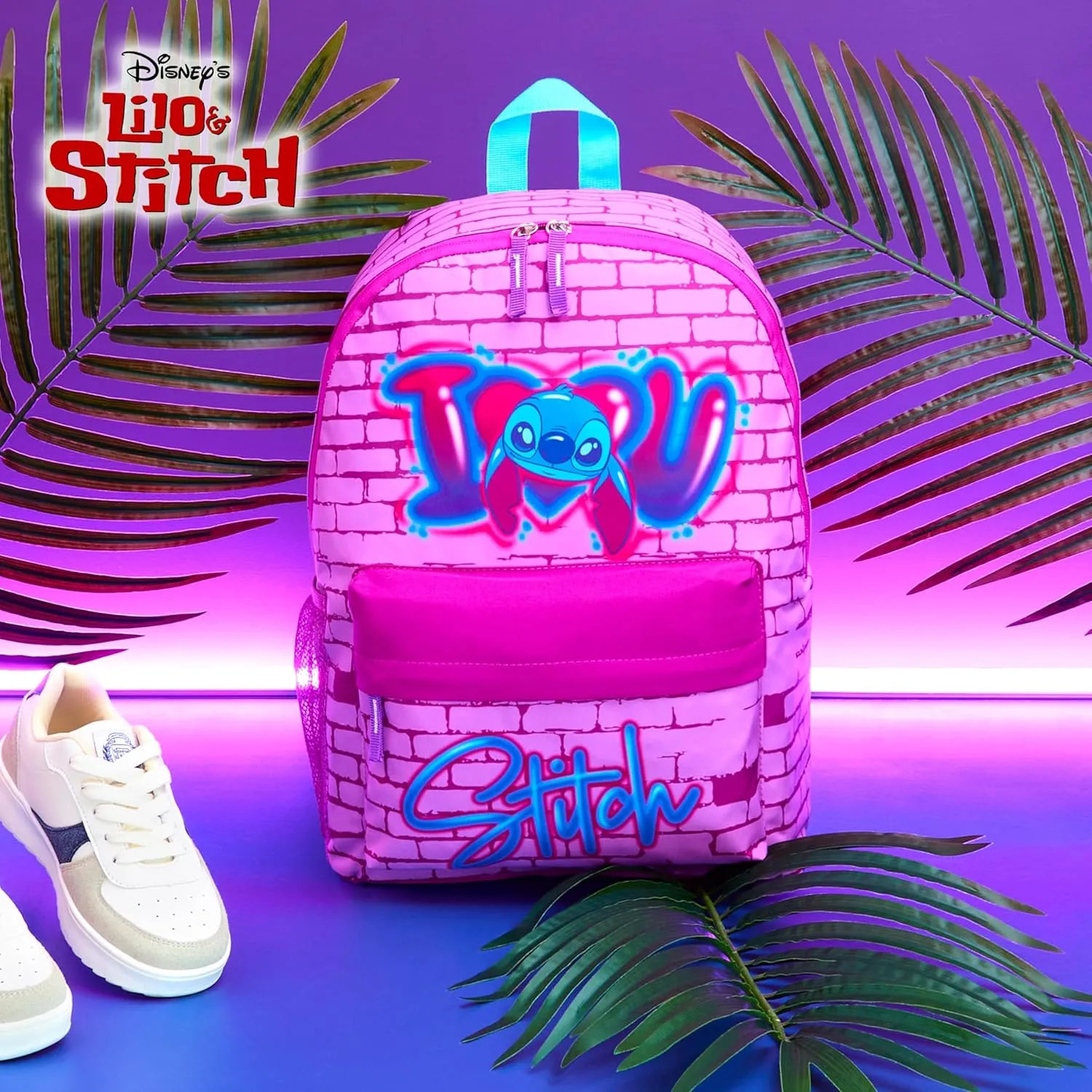 Disney Backpack for Girls, Stitch School Bags for Girls (Pink)