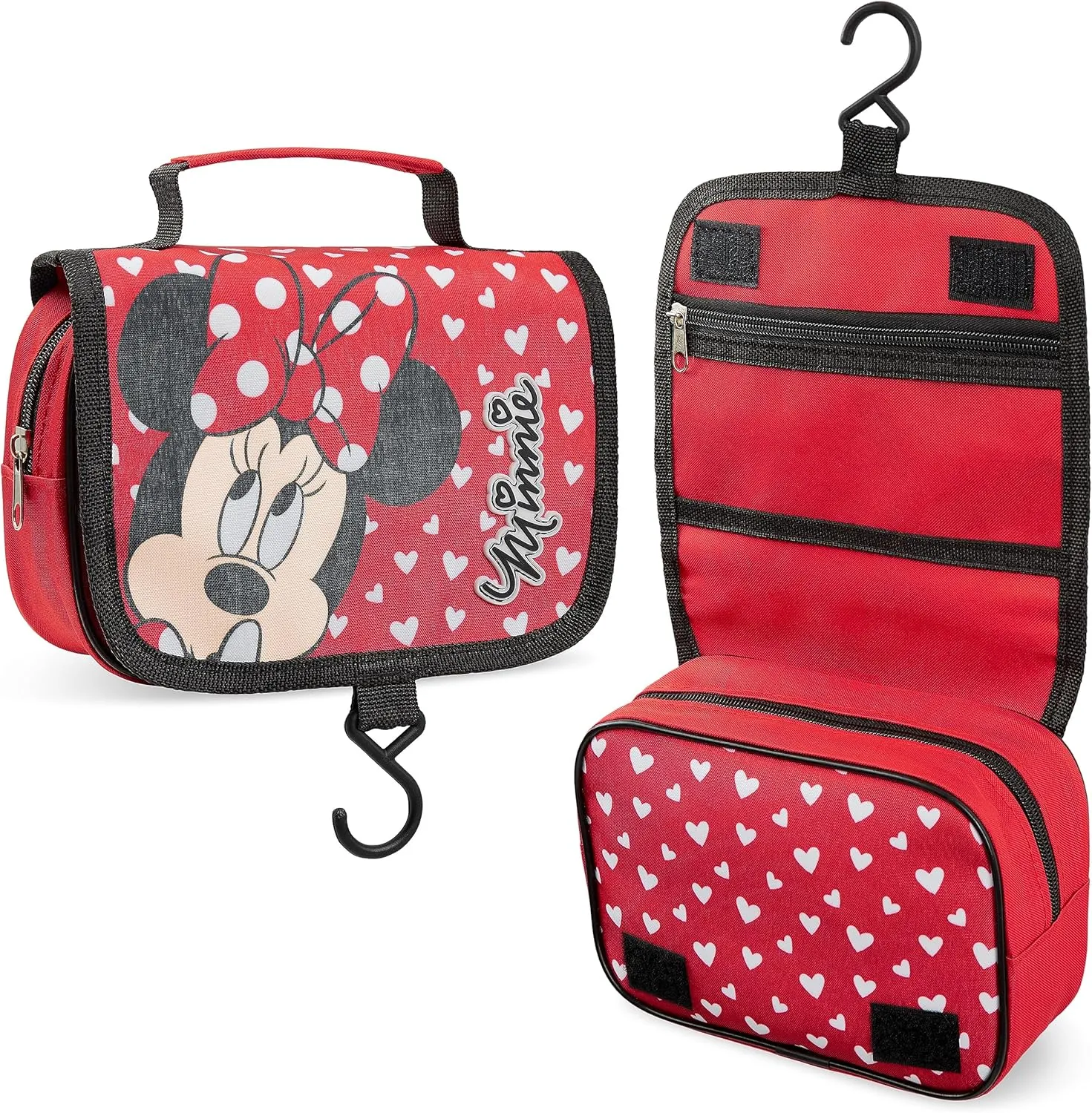 Disney Stitch Hanging Toiletry Bags for Women Teenagers Girls Minnie Mouse Cosmetic Bag Travel Accessories Stitch Gifts (Red Minnie)
