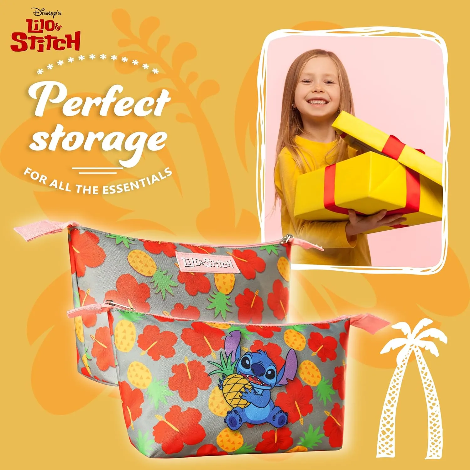 Disney Stitch Toiletry Bag for Women Teens Cute Travel Accessories Zipped Make Up Bag Cosmetics Storage Gifts for Her