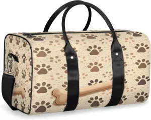 Dog Bones Paw Travel Bag for Men Women, Gym Duffle Bags for Travel, Carry On Luggage Bag, Weekender Overnight Workout Bags