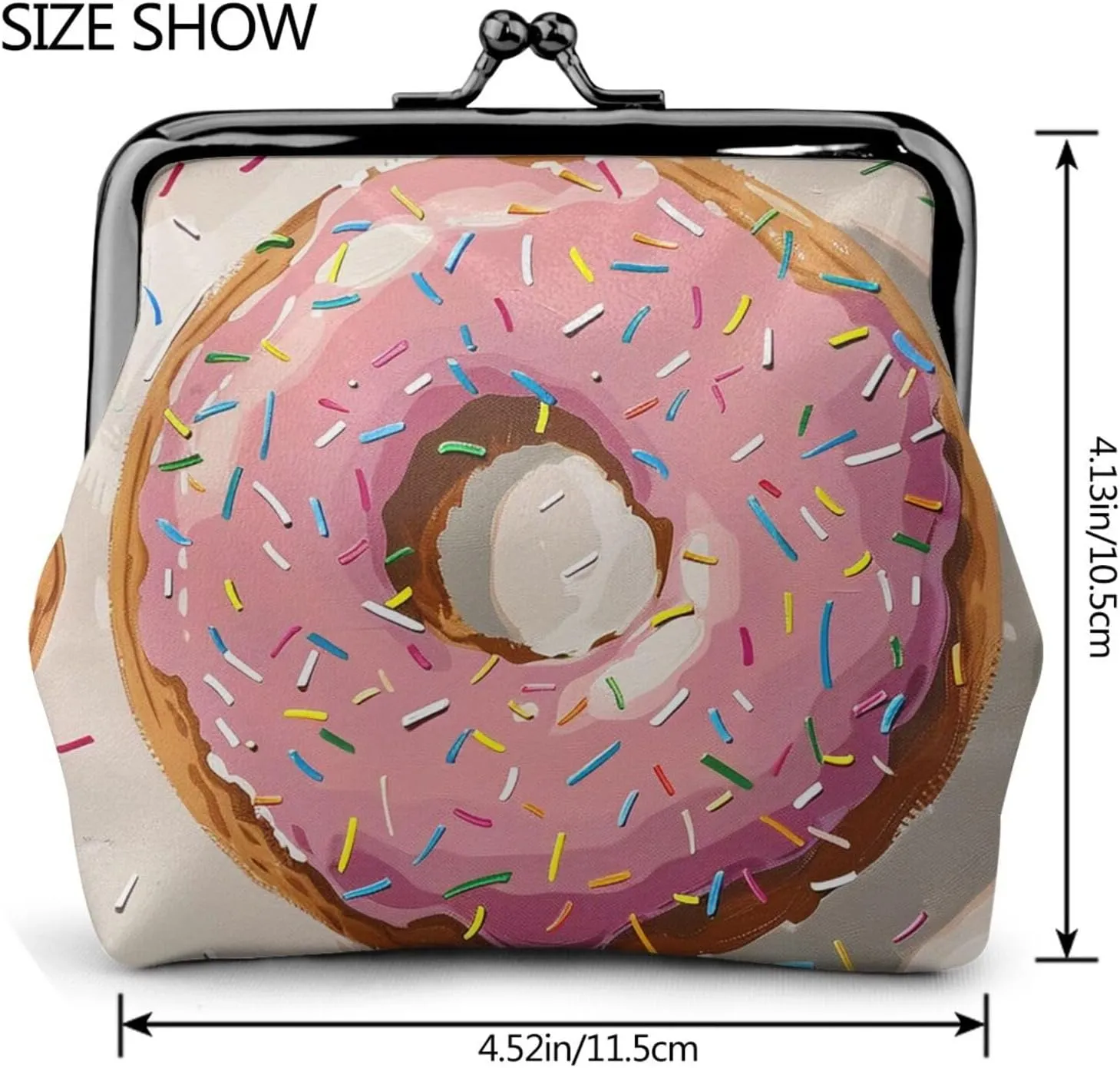 Donuts Prints Coin Purses with Kiss-lock, PU Leather Mini Pouch Change Wallet for Men Women