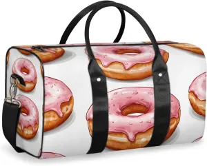Donuts Travel Duffle Bag for Women Men Gym Duffel Foldable Bag Waterproof Weekender Sweets Dessert Food Theme Duffle Tote