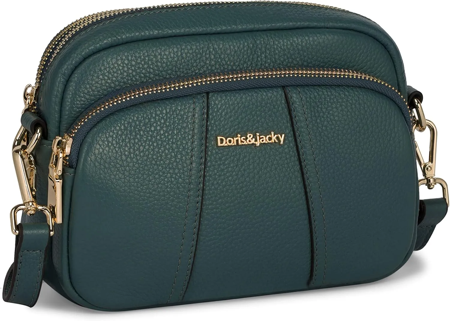 DORIS&JACKY Leather Crossbody Bag For Women Small Soft Triple Zipper Shoulder Handbags With Adjustable Strap…