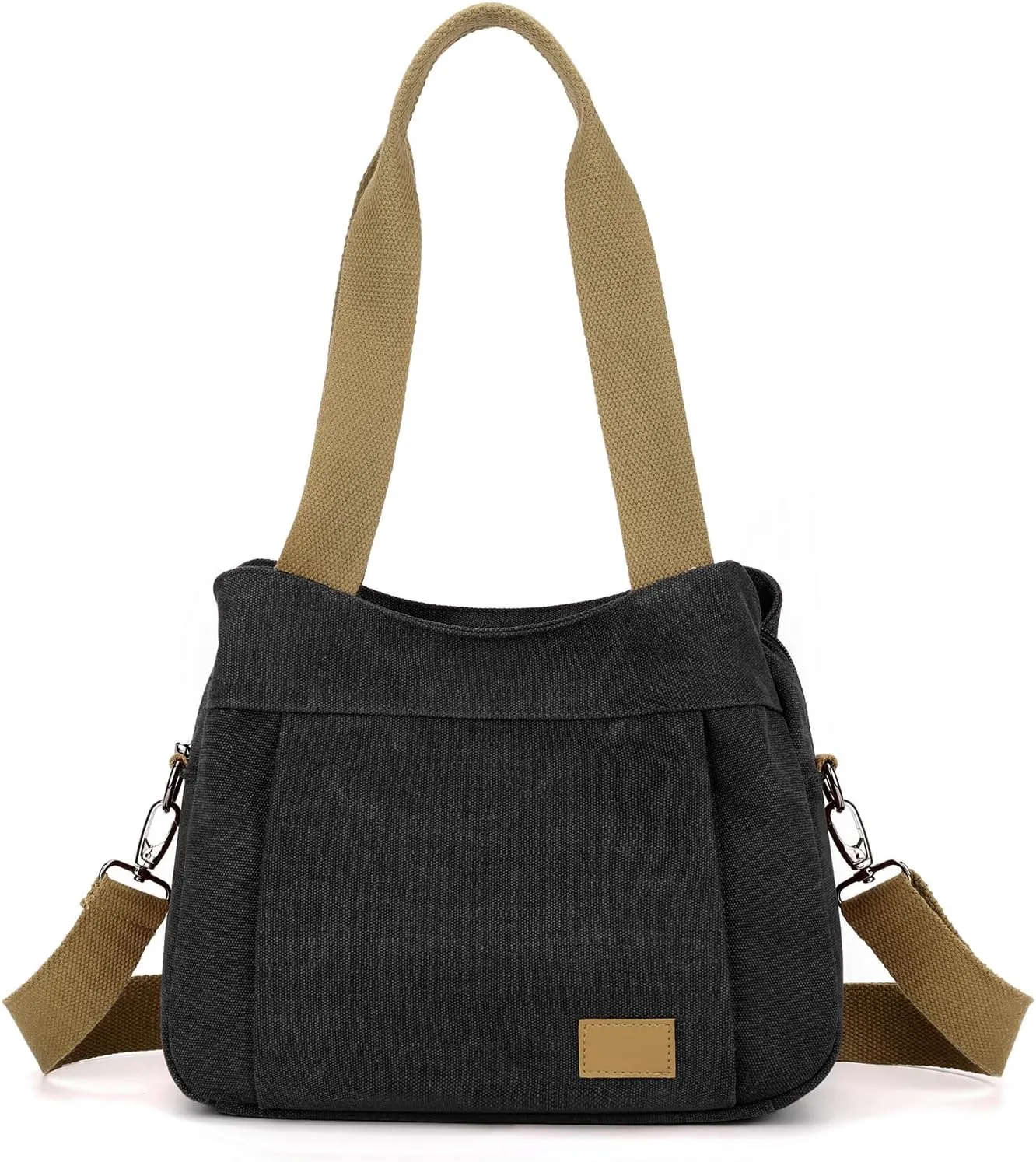 DOURR Light Cotton Canvas Crossbody Bags for Women Daily Small Organized Shoulder Handbags with 3 Compartments