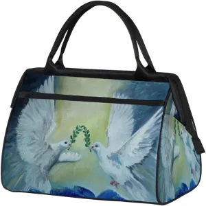 Dove Of Peace Olive Branch Travel Duffel Bag Sports Travel Duffel Bag Waterproof Durable Large Gym Tote Bag Weekender Overnight Bag for Women Travel Gym Yoga