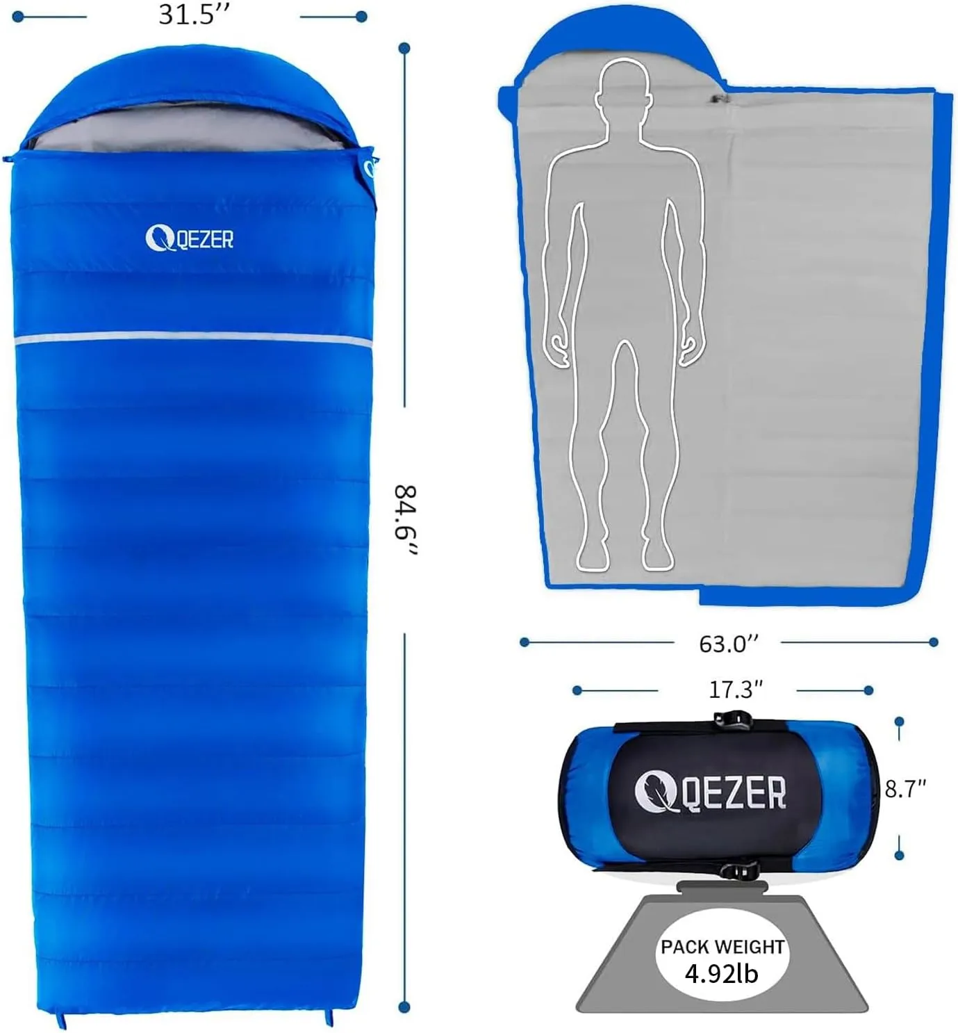 Down Sleeping Bag for Adults, 600 Fill Power, Ultralight & Compact with Compression Sack for Backpacking, Camping, Hiking