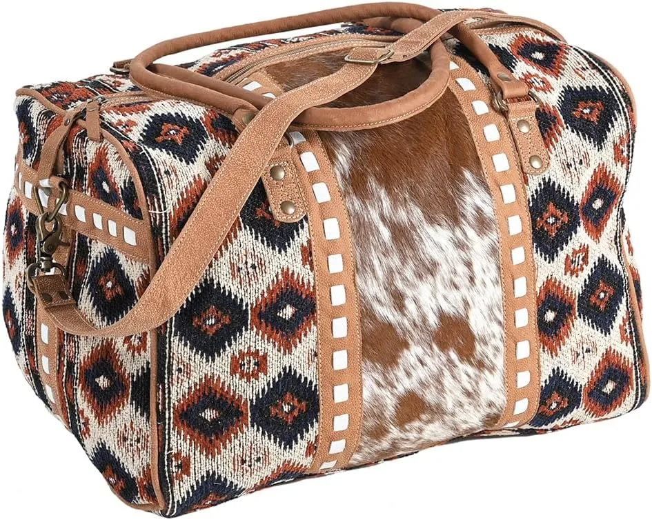 Duffel Upcycled Wool Hair-On Genuine Leather Women Bag Western Handbag Purse | Women Western Handbag | Canvas Bag for Women | Womens Handbag Summer