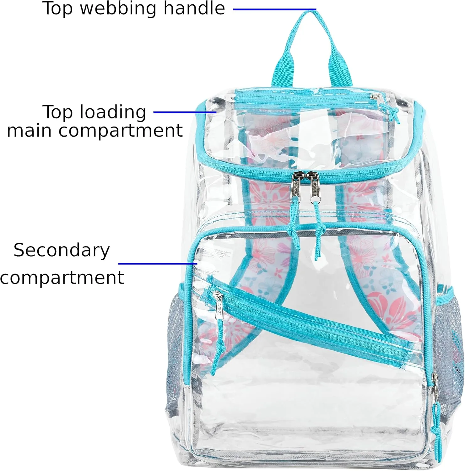 Eastsport Clear Bag for Work Shopping Bags for Women Transparent PVC Clear Gym Bag See Through Heavy Duty Backpack Book Bag